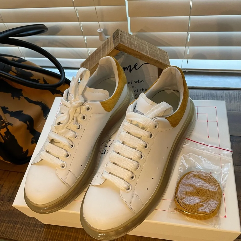 Alexander McQueen Oversized White & Mineral Yellow Gel Sole Sneakers - Picture 11 of 11